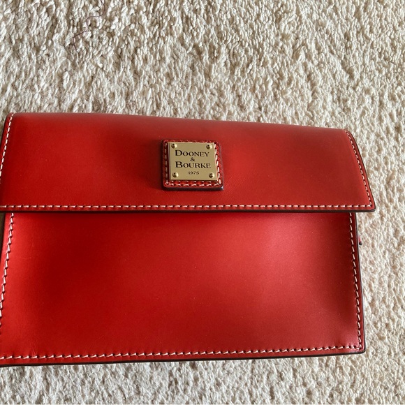 Dooney & Bourke Handbags - Dooney & Bourke Beacon East West Flap Crossbody Clutch Handbag Purse Red Small